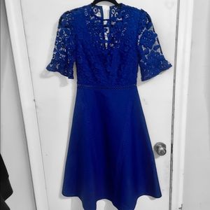 Royal blue lace mexican inspired midi dress